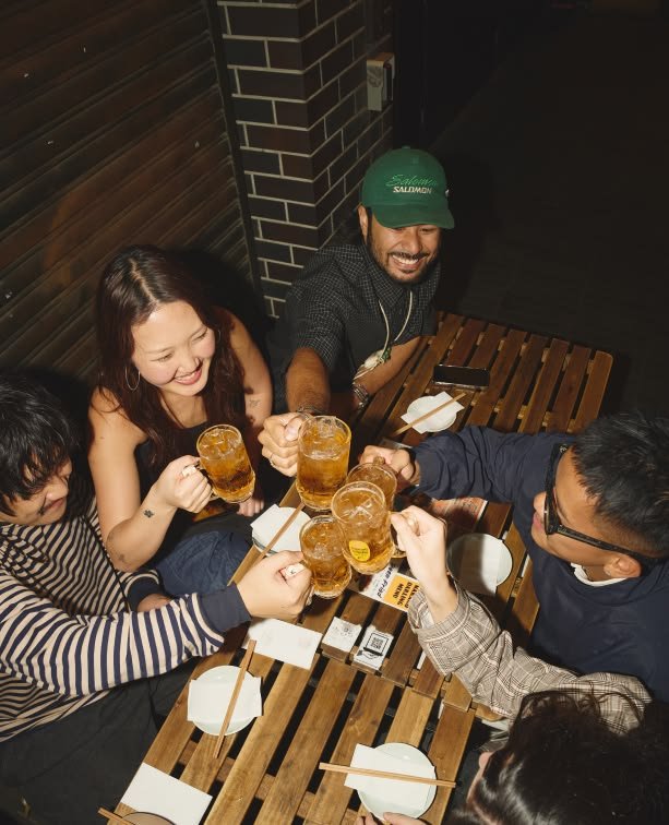 Rooftop bar at night